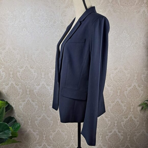 Ann Taylor Size 14 Navy Blue Blazer 1 Button Closure Long Sleeve Pockets NWT - Picture 5 of 14